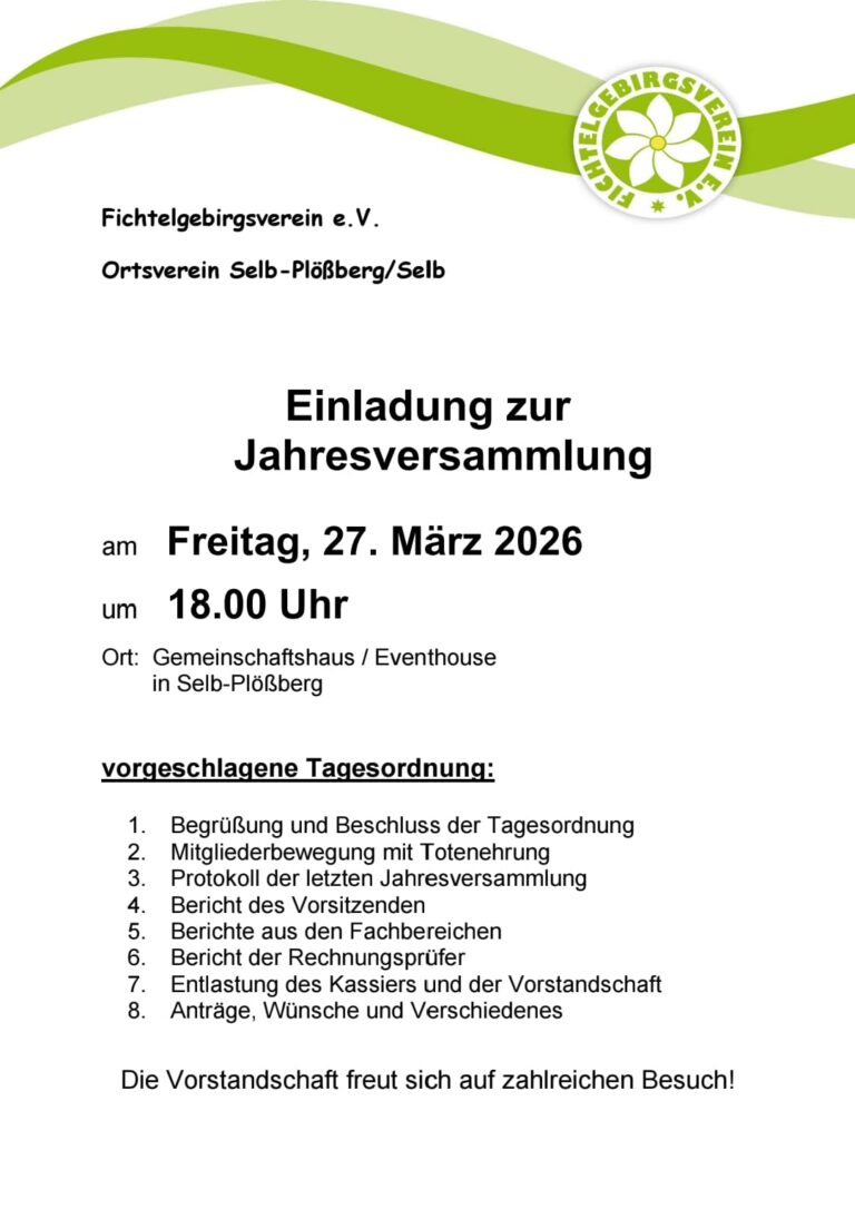 Mehr über den Artikel erfahren Einladung zur Jahresversammlung